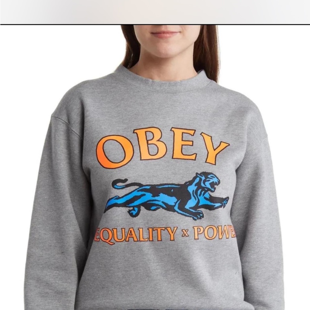 Obey Gray Sweatshirt with Vibrant Graphic